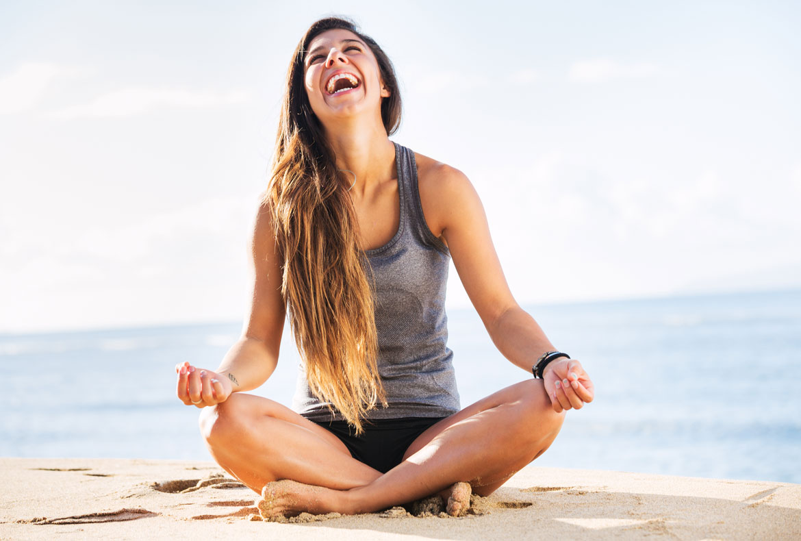 Practising yoga on the sea shore is a good method